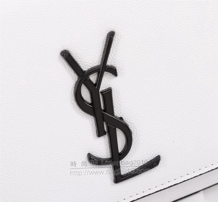 YSL女包 26812 黑白配 魚子醬牛皮球紋 V紋刺繡 聖羅蘭鏈條女斜跨包  yas1755